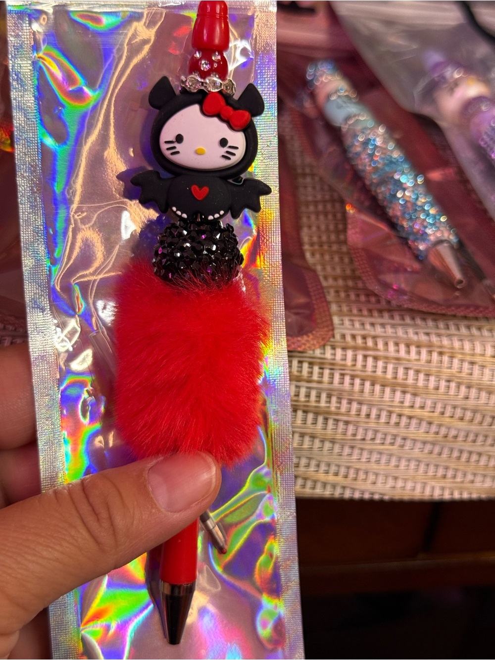 Hello Kitty Black Bat Costume Pen with Red Pom-Pom